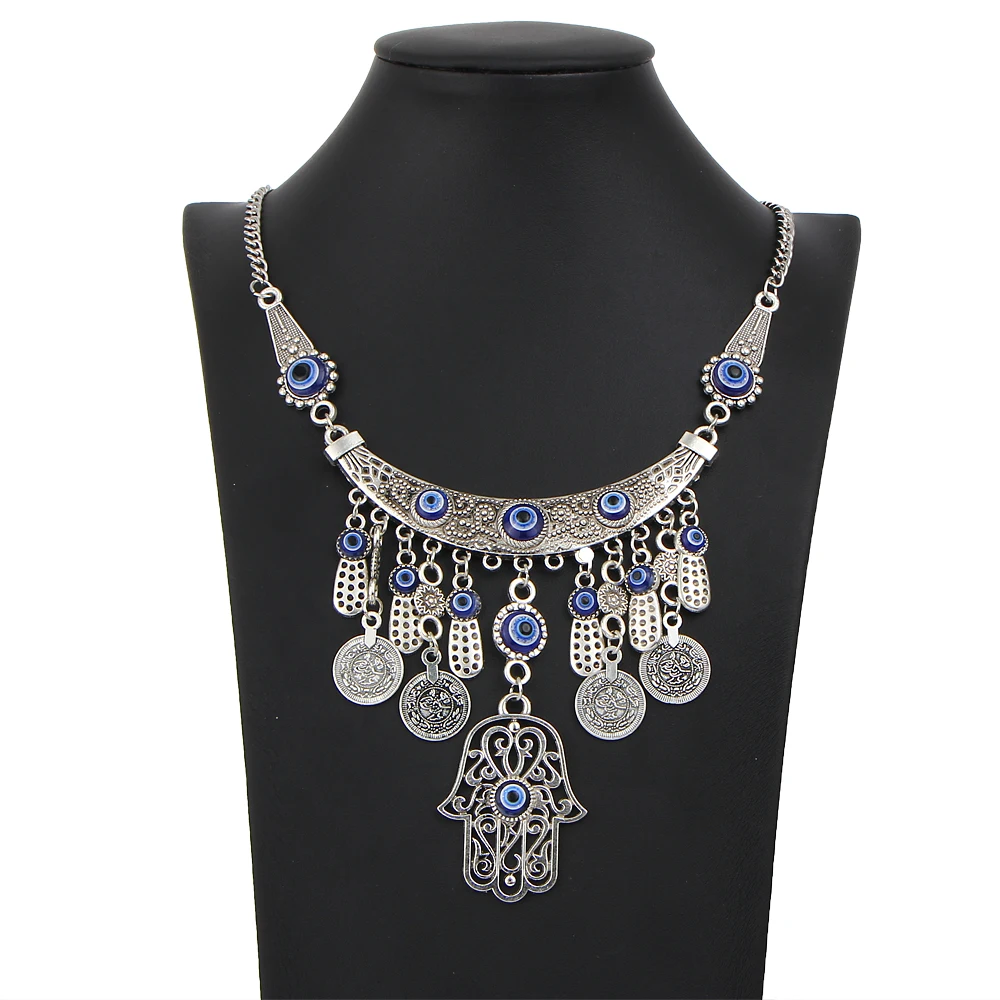 Женское ожерелье с подвеской IF ME длинное богемное серебряного цвета в ретро