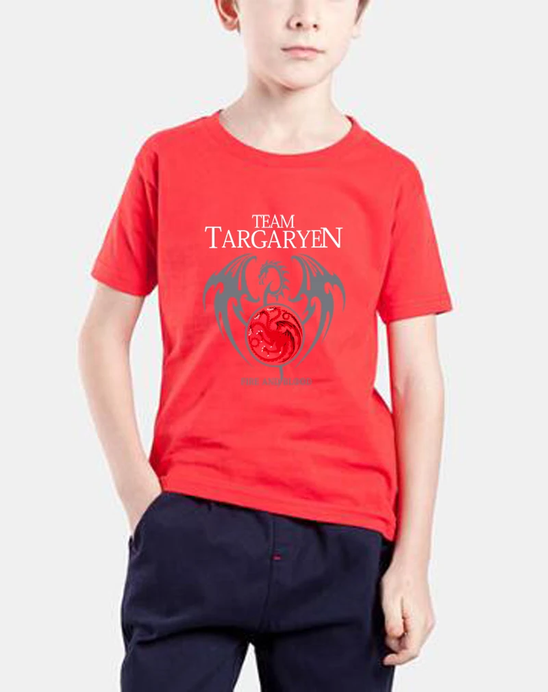 Новые модные футболки 2018 fire and blood детские повседневные топы с принтом Дом