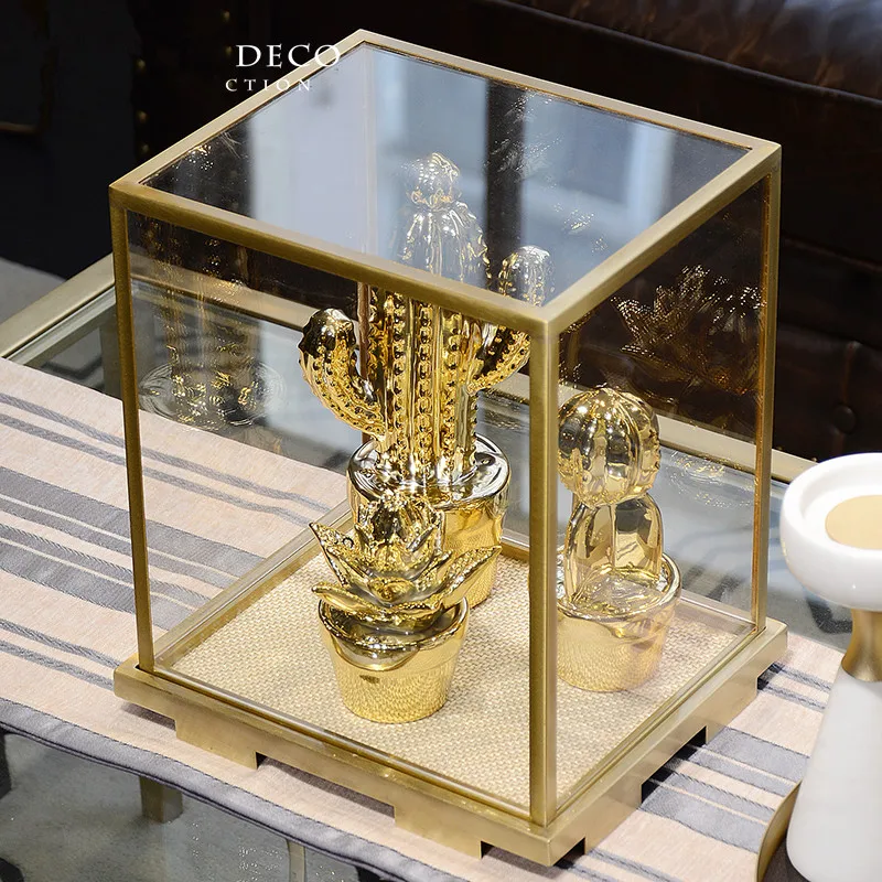 Новинка 2018 украшения в виде Нордического кактуса Керамические Золотые кактусы