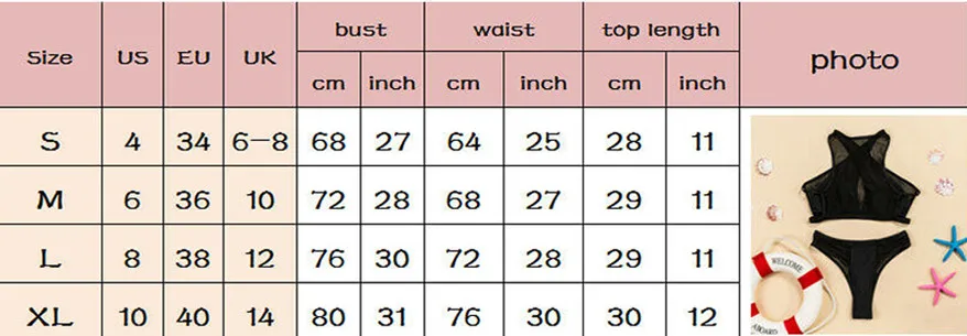 

2019 Fashion Mesh Sheer Patchwork Bikini Set Women Sexy See Through Bikini Mesh Push Up Swimwear Halter Bathing Swimsuit Black