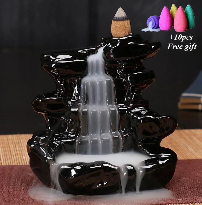 11 Креативный обратного потока курильница горелка водопад глазурь черная керамическая подставка для ароматических палочек Домашний выбор для дома Чайный домик Йога украшение - Цвет: 11