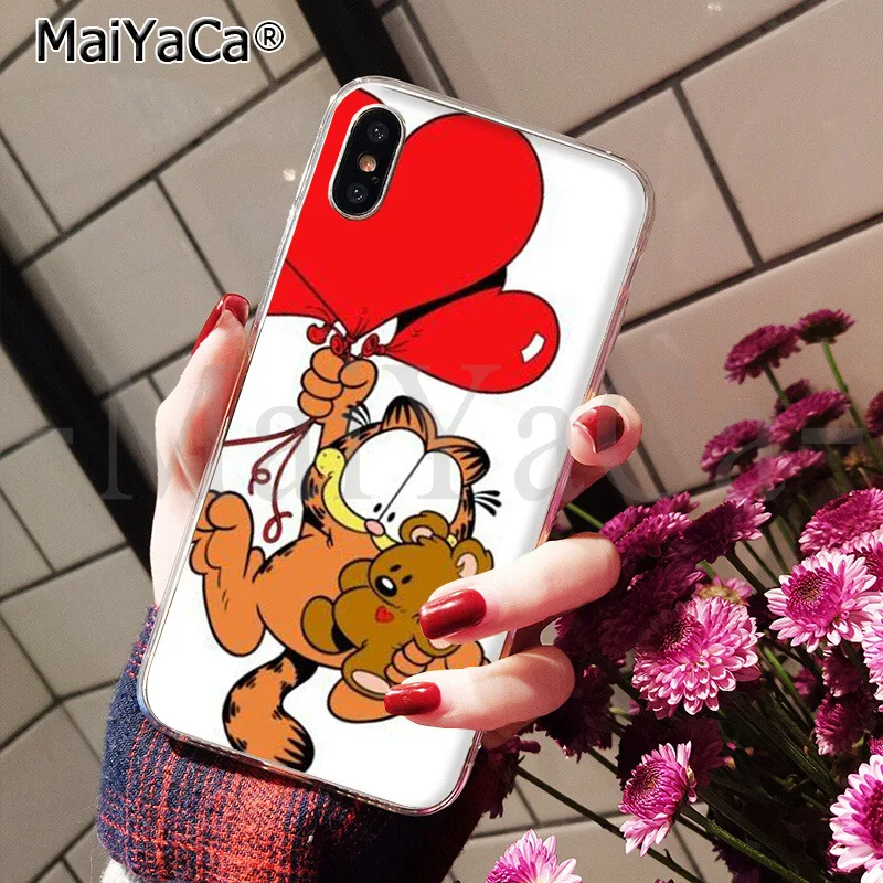 Мягкий силиконовый чехол для телефона из ТПУ MaiYaCa Garfield cat для Apple iPhone 8 7 6 6S Plus X XS MAX 5 5S SE XR