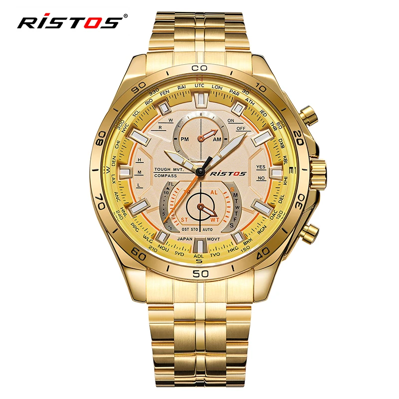 Модные ristos полный Нержавеющая сталь часы Reloj Hombre Экстремальные виды спорта