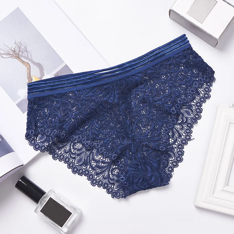 Соблазнительные кружевные женские трусы с вышивкой прозрачное бесшовное нижнее