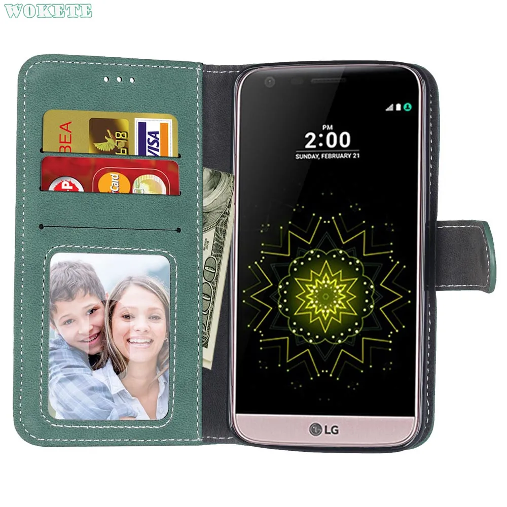 Люкс Ретро Кошелек Флип PU Кожаный Бумажник карты слоты Case с Photo Frame Обложка для Lg