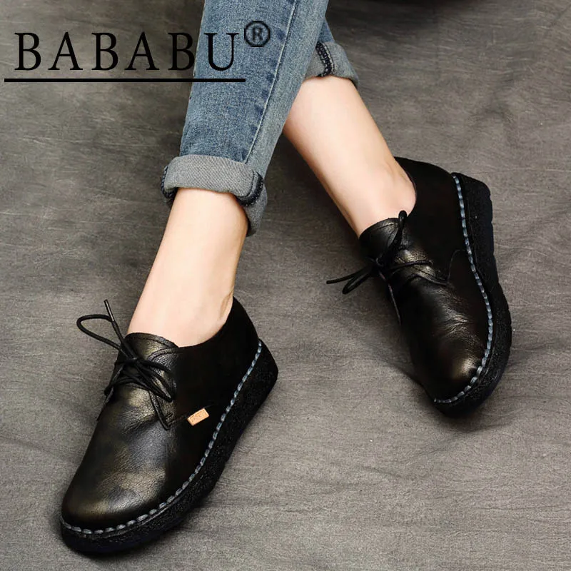 Новинка женская повседневная обувь ручной работы в стиле ретро мягкая модная на