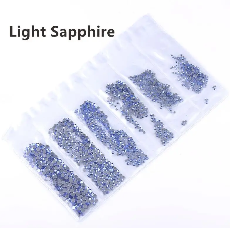 Light Sapphire Ss3-ss30, смешанный размер, стразы, кристалл AB, 1700 шт./лот, горячая фиксация, стразы, для рукоделия, сумки, одежды, обуви, нейл-арта - Цвет: Light Sapphire