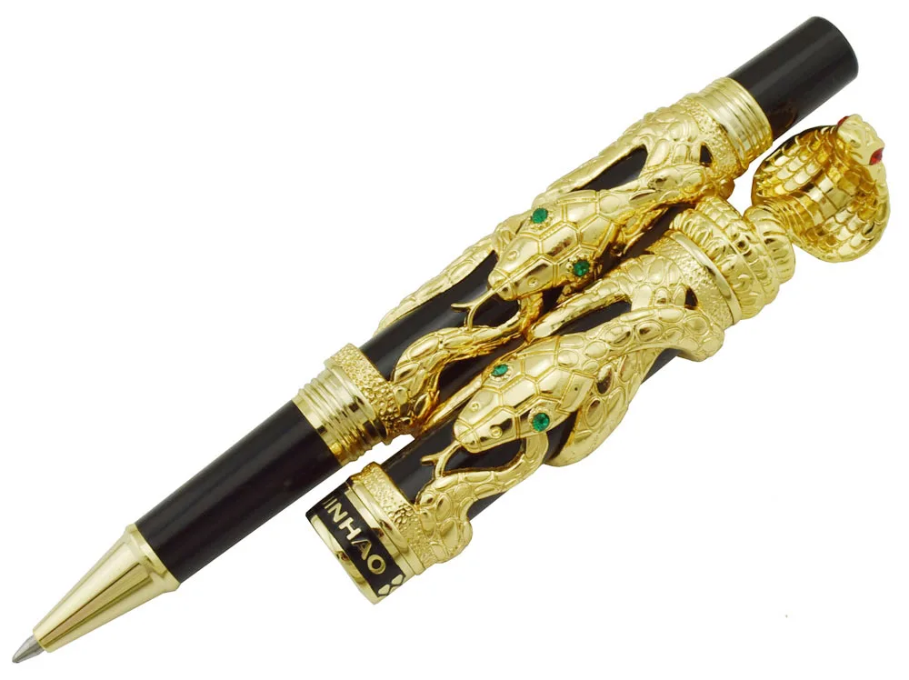 Jinhao Змея винтажная шариковая ручка Золотая кобра 3D узор текстура рельефная