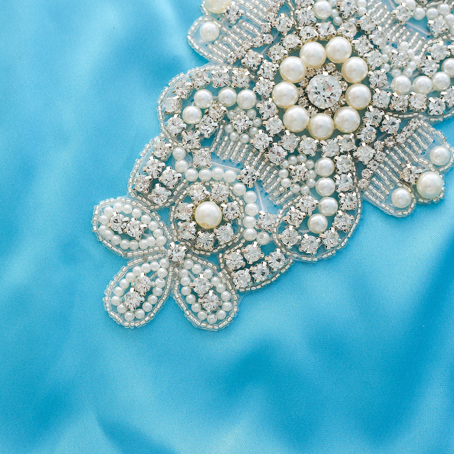 Аппликация серебряные свадебные стразы жемчужные аксессуары золотой костюм