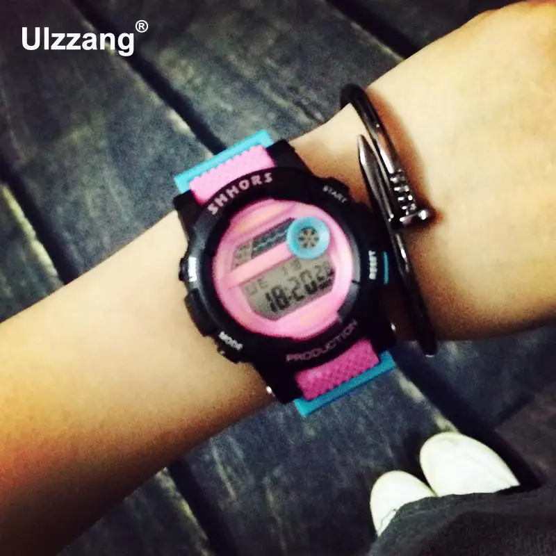 Милые модные цифровые светодиодные часы Резиновые наручные в подарок для женщин