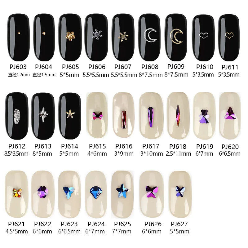 Blueness 10/1000 шт Смешанные медные стеклянные заклепки для ногтей блестящие