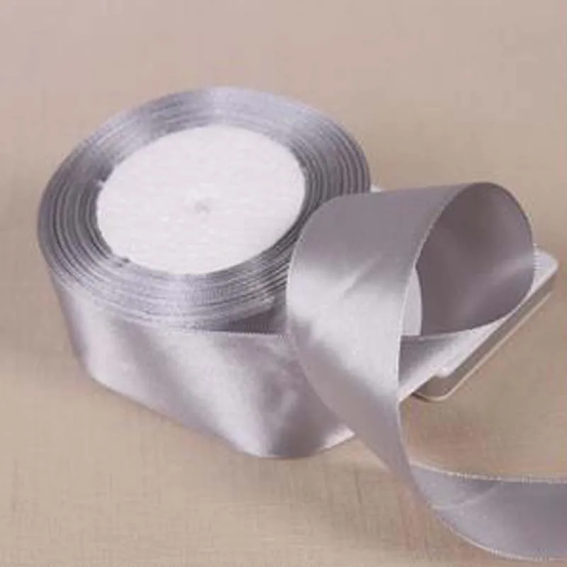 Атласная лента серебристо-серого цвета 25 ярдов | Дом и сад