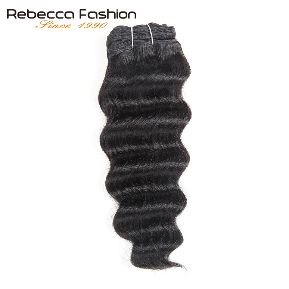 Rebecca Natural Hi Deep Wave Human Hair 1 Bundle Deals Brazilian Narural Color Remy #1B #1 #2 #4 10-22 Inch | Шиньоны и парики
