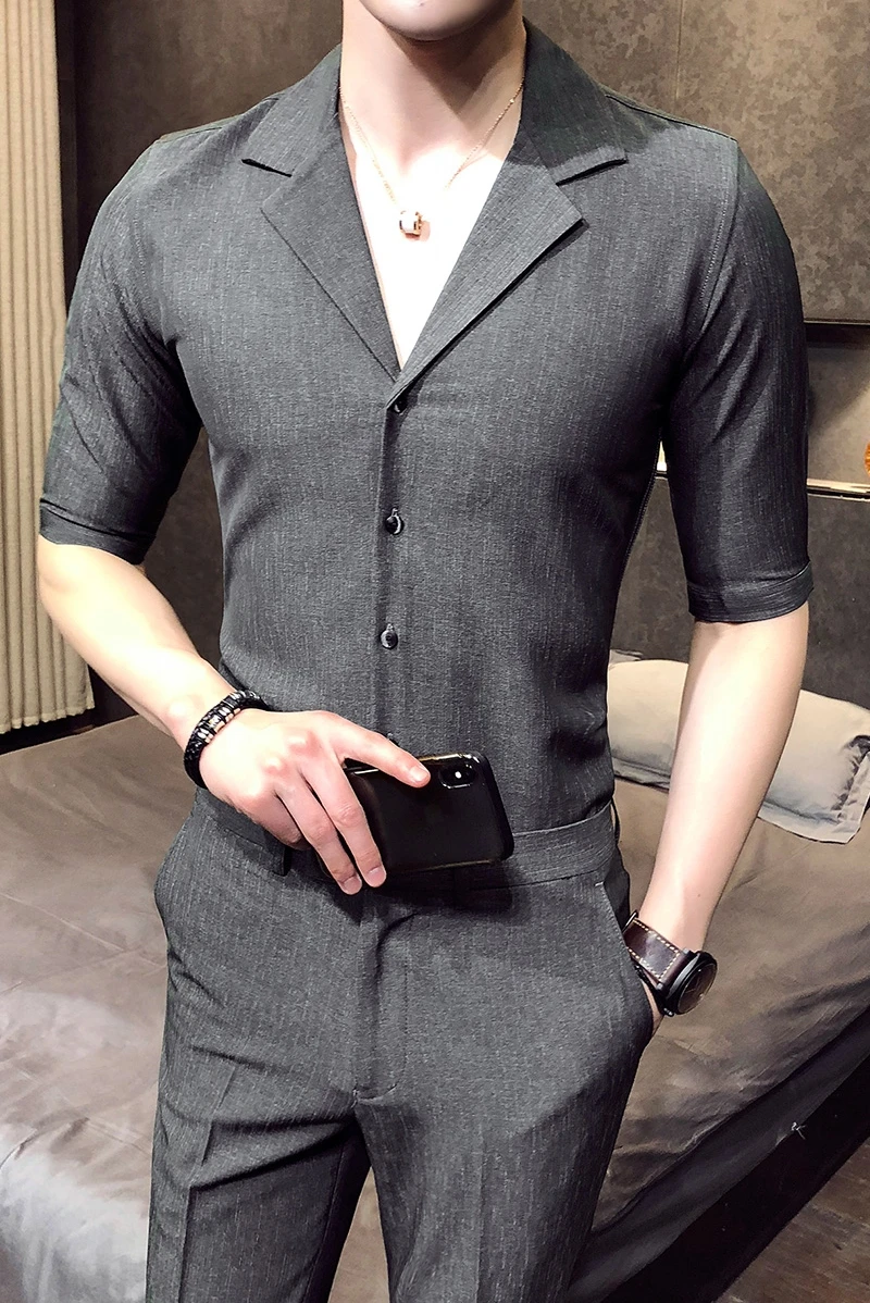 2 шт. комплект мужские рубашки и брюки Британский Стиль Camisa социальный Slim Fit рубашки мужская одежда синий Gomlek корейский Костюмы