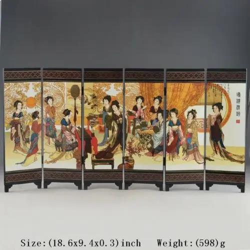 

( Mini ) Exquisite Chinese Classical Lacquer Painting Folding Screen - Ancient China beauties