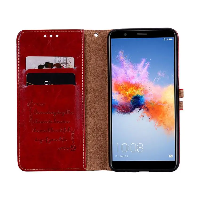 Роскошный кожаный флип-чехол для смартфона Huawei Honor 7X с держателем карт и