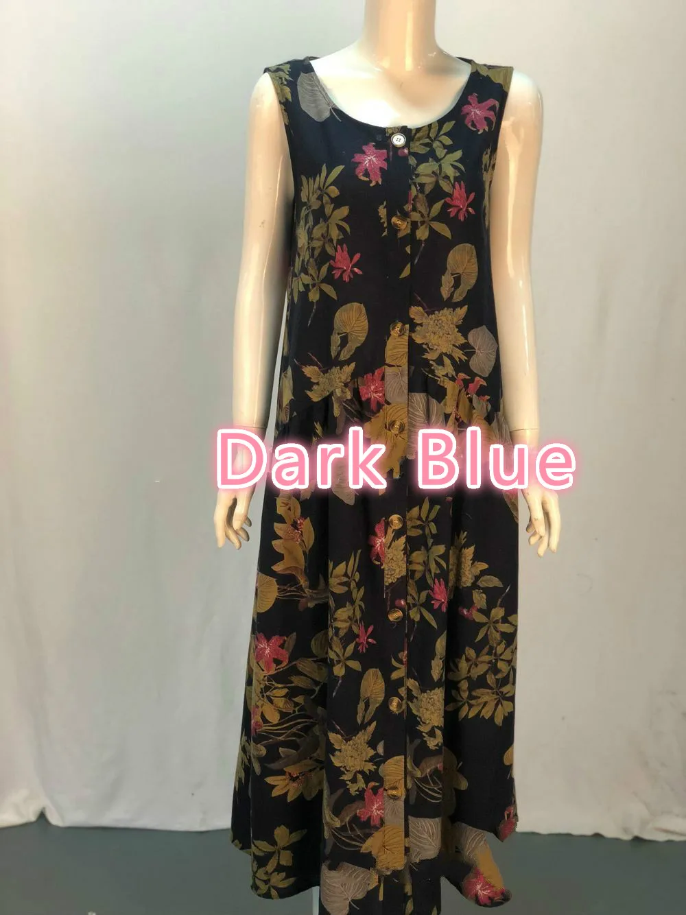 Женское платье без рукавов размера плюс 5XL на пуговицах пляжное из хлопка и льна