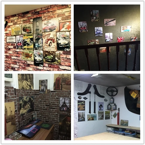 Синий автомобильный гараж 20х30 см ретро постер металлические оловянные знаки