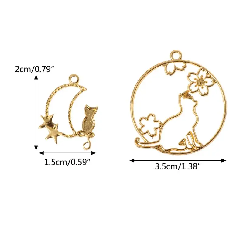 5 шт. кошка на Луне пустой кулон УФ Смола кадр открытые обрамление установка для