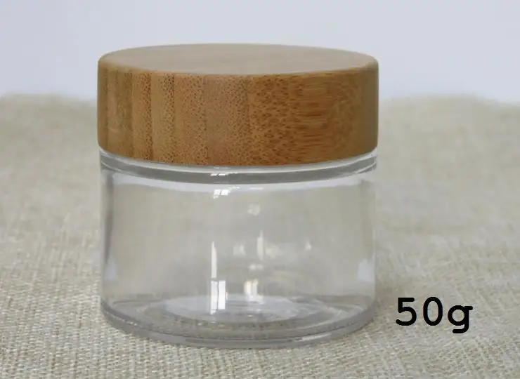 

free shipping 50ml 10pcs/lot bamboo cream jar inner PET body care cream jar