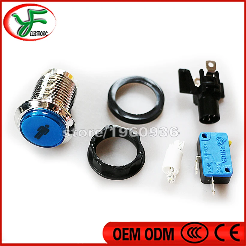 Хромированный посеребренный светодиодный кнопочный переключатель с