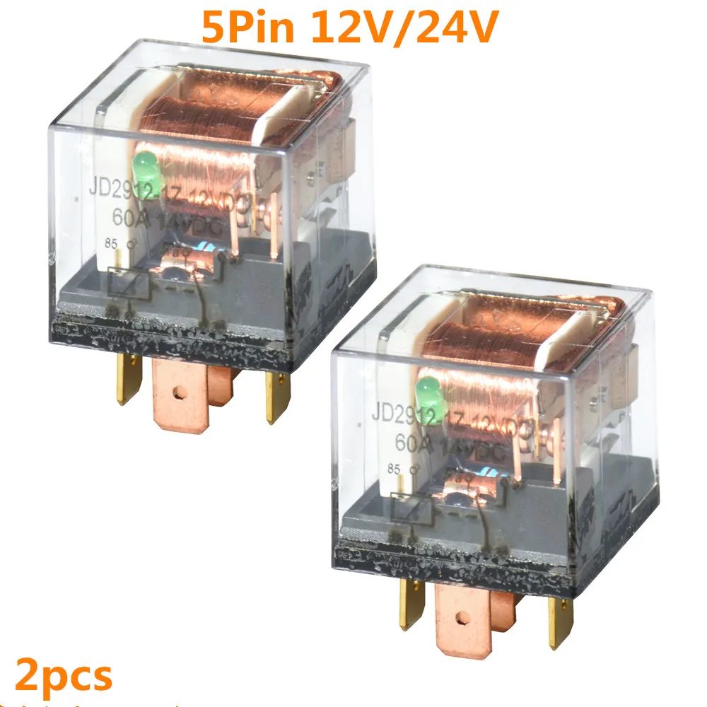 2 шт. Водонепроницаемый автомобильное реле 12 V/24 V 60A 5Pin Мощность ON/Off Управление