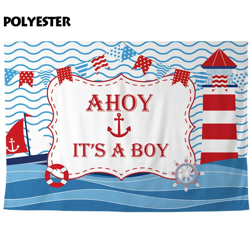 Allenjoy морская фотография Фон маяк лодка волна мультфильм мальчик Якорь Синий