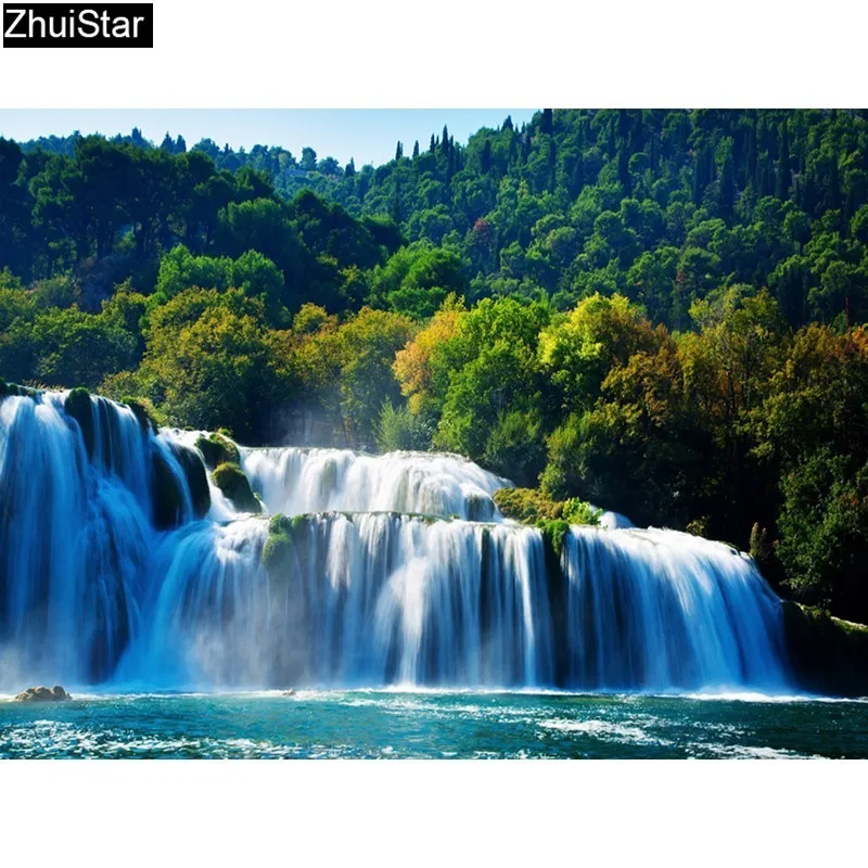 5D алмазная живопись сделай сам пейзаж полная выкладка водопад картина Стразы