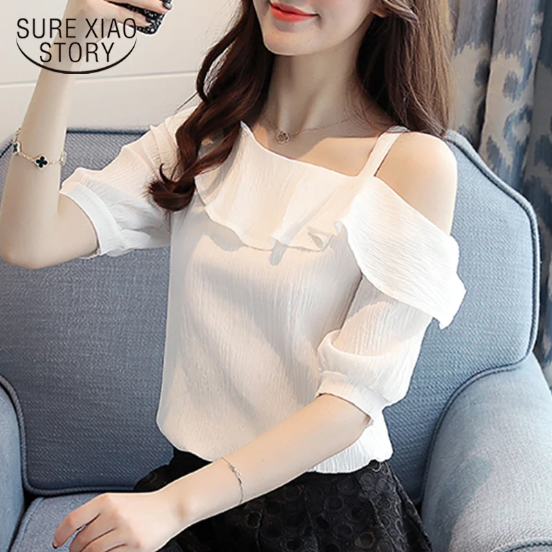 2018 новая весенняя сексуальная модная женская одежда шифоновая Женская с оборками тонкая однотонная