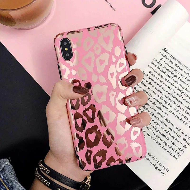Rheinruby Plating Leopard Print Laser Soft Case For iPhone XS Max XR X 6S 7 8 Plus Cases Huawei Mate 20 P20 Pro 10 P10 |