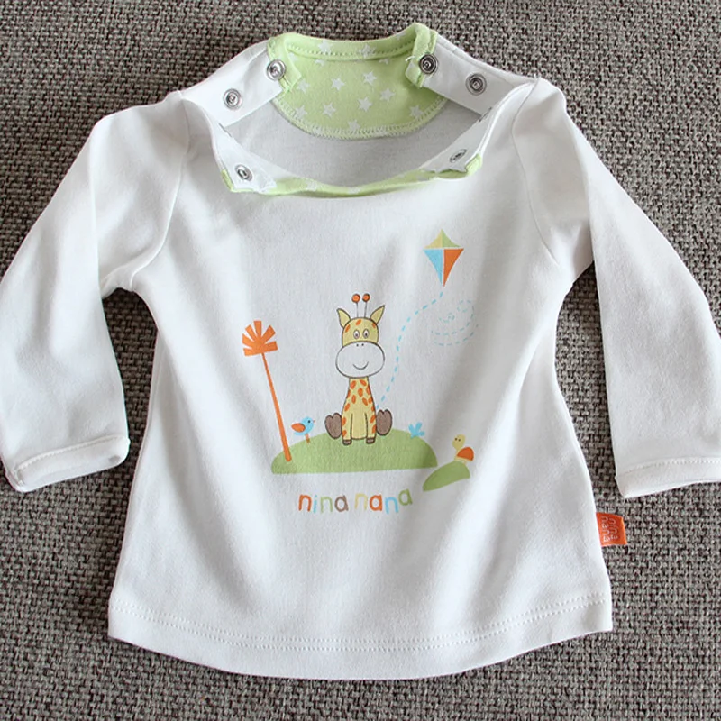 Футболка для новорожденных мальчиков и девочек с круглым вырезом в полоску