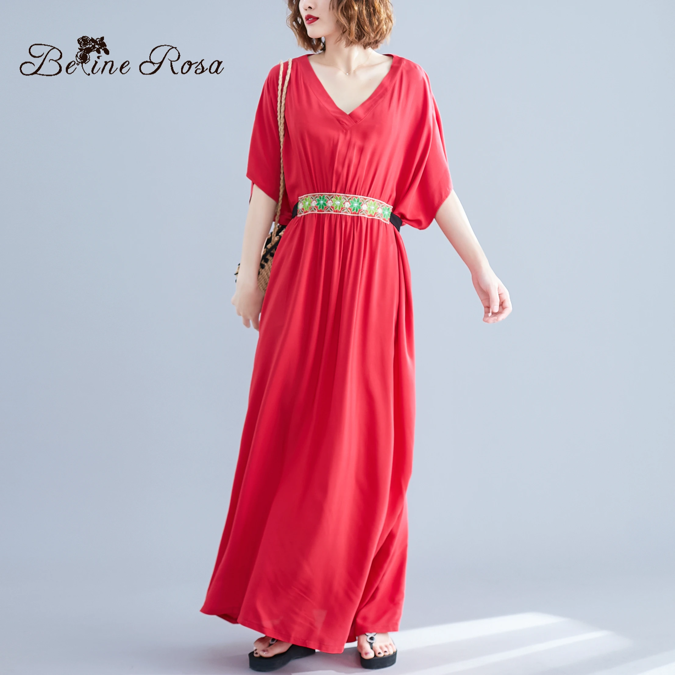 BelineRosa чистый цвет свободные длинные макси мусульманские платья Китайский