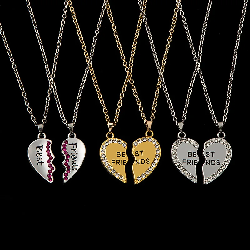 Мода дружбы ожерелье лучший друг цепи кристалл сердце колье заявление грос