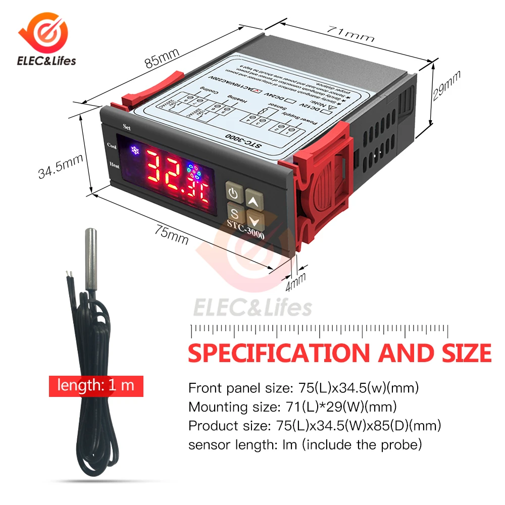 AC 110V 220V 10A STC 3000 LCD цифровой регулятор температуры Термостат Регулятор охладитель