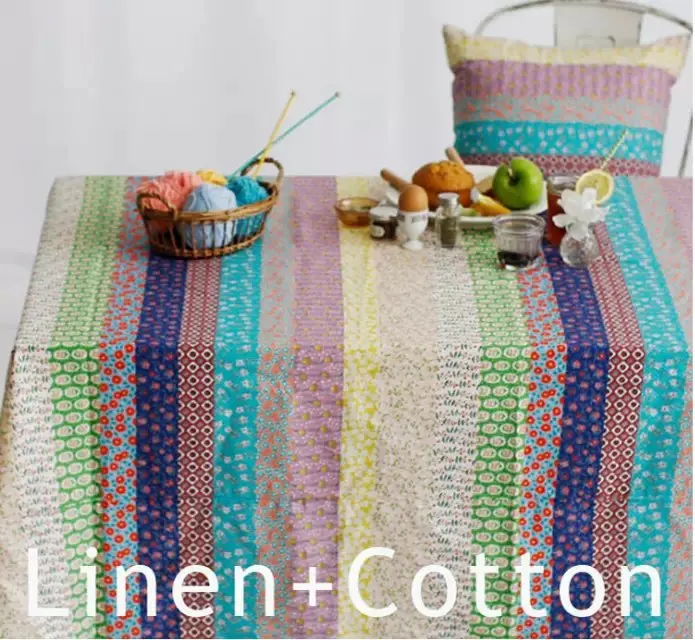 Комплект предметов в цветочную полоску 10 сборе хлопковая льняная стеганая ткань