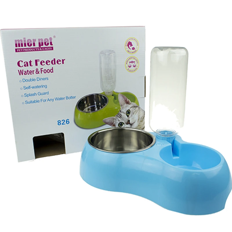 Бесплатная доставка Большая двойная миска из нержавеющей стали кормушка для