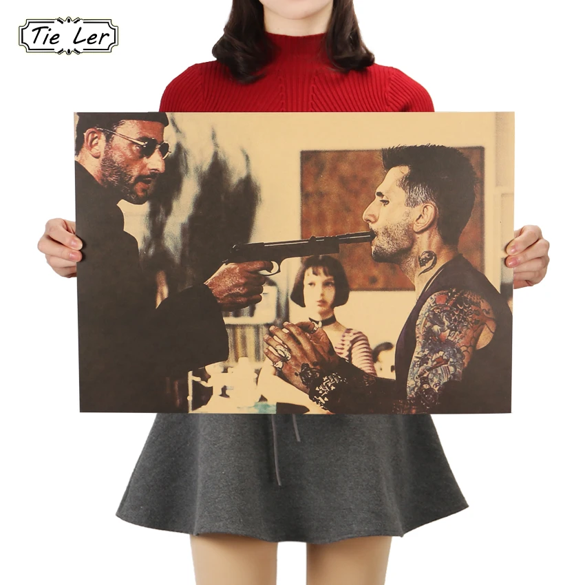 

TIE LER Leon The Professional Vintage Movie Poster Kraft Paper Poster Wall Sticker Livingroom Bedroom Cafe Decor 51.5X36cm