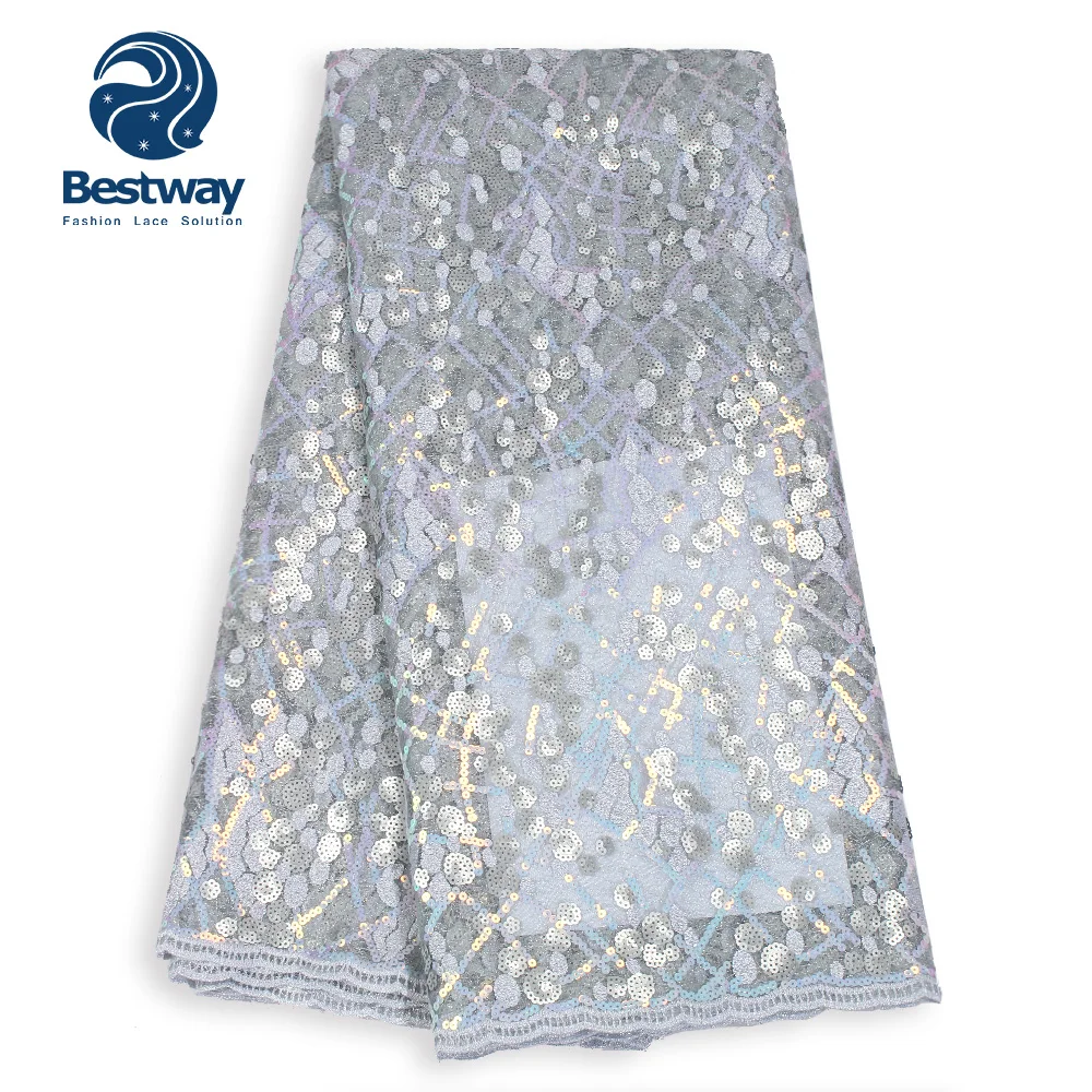 Роскошная кружевная ткань Bestway с лазерными блестками королевский синий