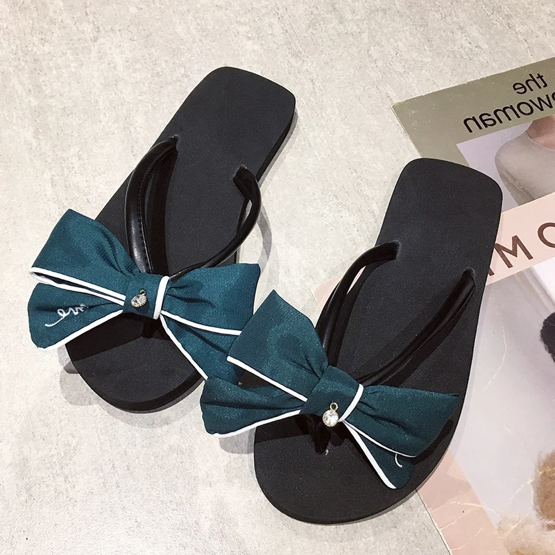 2019 summer casual wild flat bow slippers women's comfortable wear new fashion word shoes women | Обувь