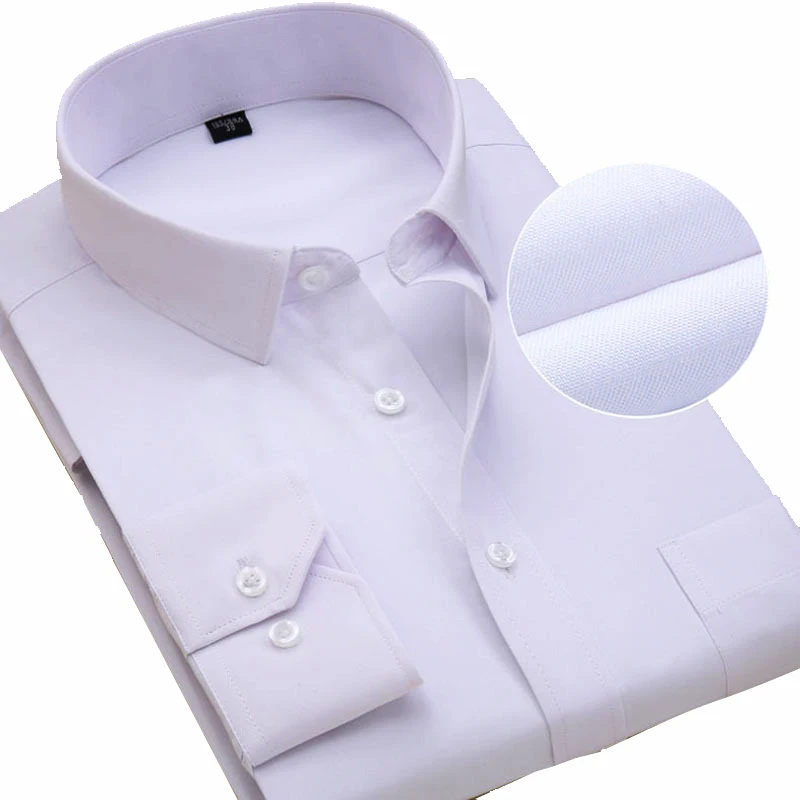 Белая мягкая мужская деловая Повседневная рубашка большого размера с длинным