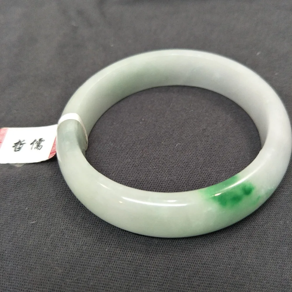 

Send A certificate natural Jadeite bracelet carved light color green two-color 54-61mm female bracelet jewelry gift