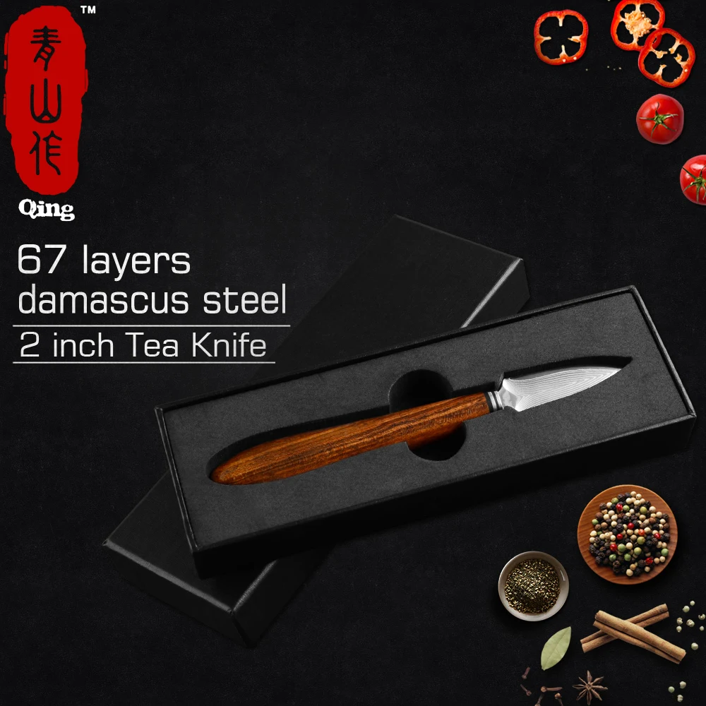 Qing Rosewood Pu-erh нож для чайной церемонии 9Cr14 Дамасская стальная игла черный чай пуэр