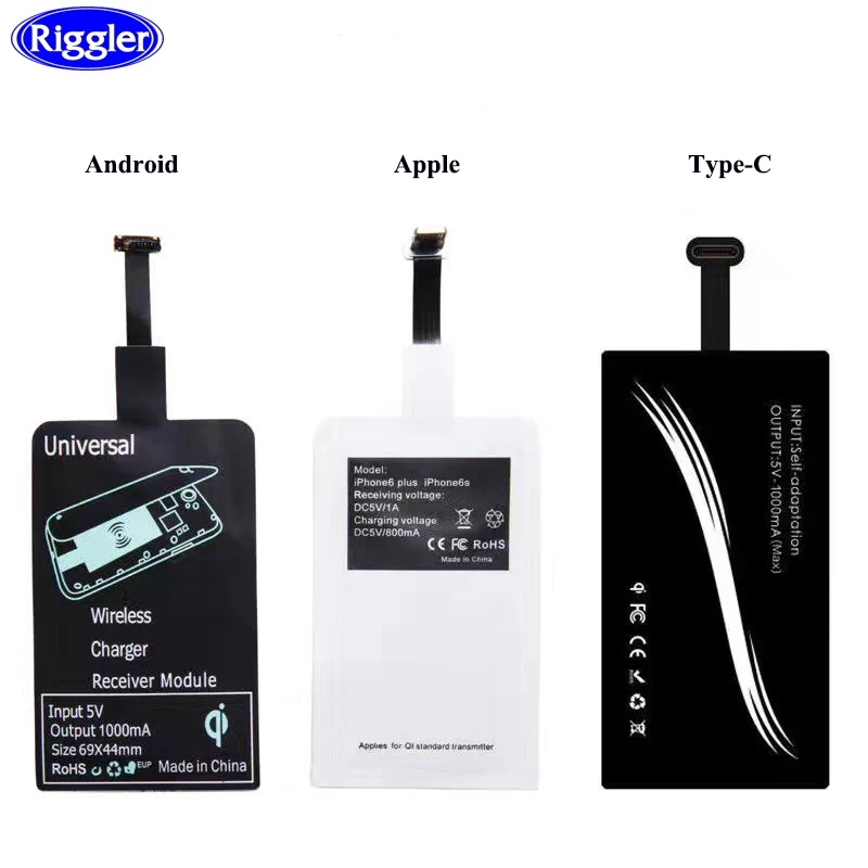 Беспроводное зарядное устройство Qi приемник для зарядки iphone 7 6 6S Micro USB Type C разъем