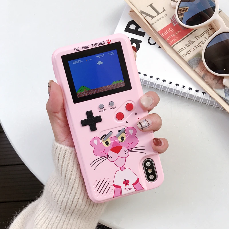 Розовая пантера Coque для iPhone 7 8 6 6s Plus чехол цветной дисплей игровая консоль Мягкий ТПУ чехол для телефона для iPhone XR XS MAX X 10 чехол s