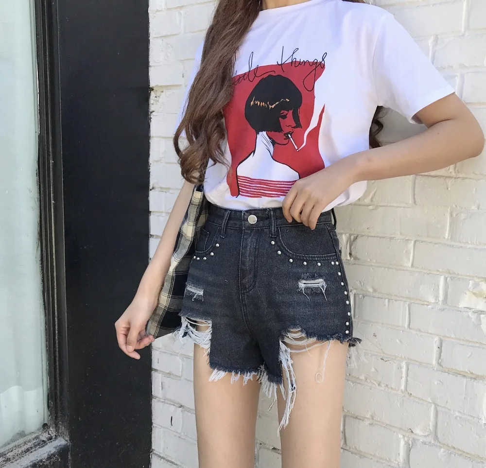 Джинсовые шорты Новое поступление 2017 женские модные брендовые винтажные с
