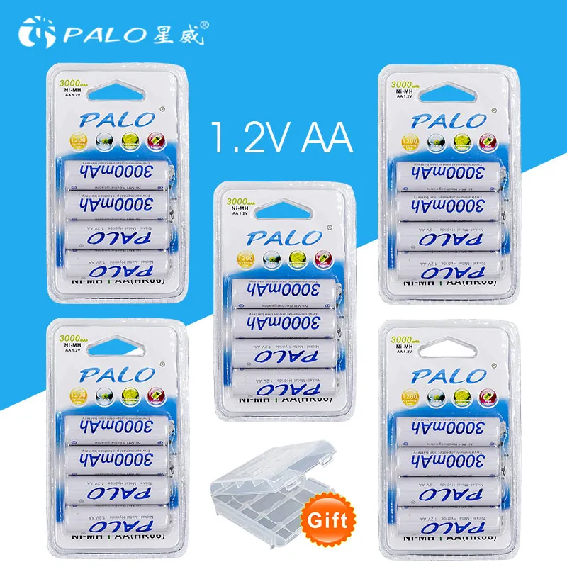 20 шт/5 карт PALO AA Аккумуляторная батарея AA Ni-MH 1,2 V 3000mAh Ni-MH 2A предварительно заряженные аккумуляторные батареи для камеры - Цвет: Белый