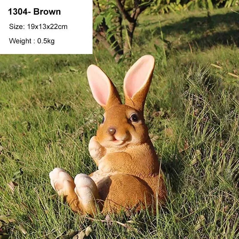 1304-Brown Милый Искусственный Кролик, украшение для дома, гостиной, украшения для сада, газон, кролик, скульптура, ремесла, миниатюрные фигурки животных, подарок - Цвет: 1304-Brown