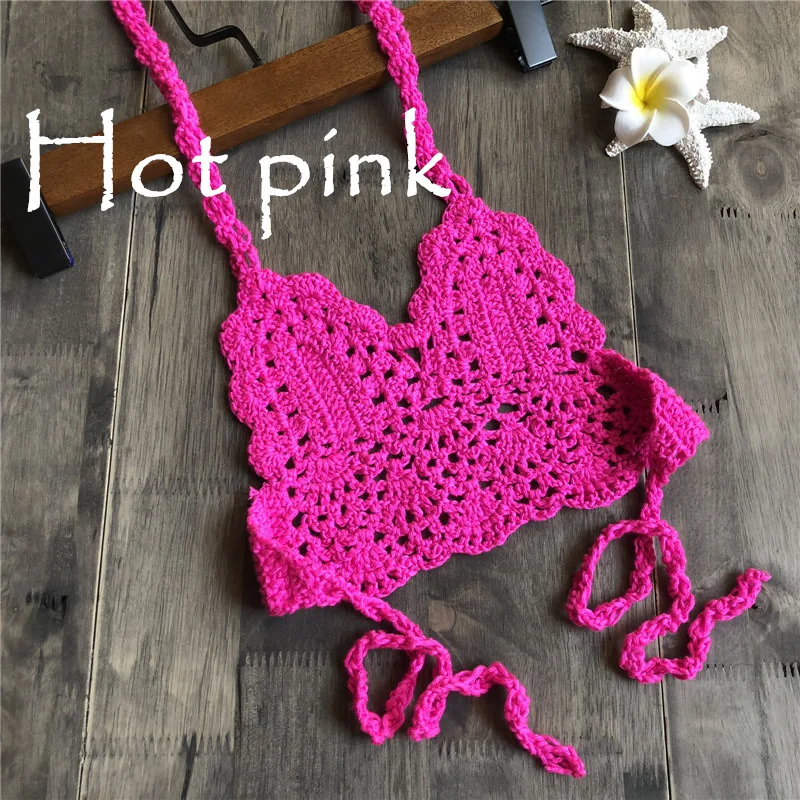 Children Crochet Bikini Top Sexy Hollow Out Halter V-neck Lace Tops Girls Baby Cotton Bra Free Ship | Спорт и развлечения