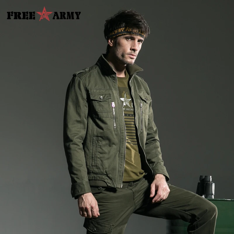 

Army Coat Military Jacket Men European Style Metal Zipper Mens Coat Military Jackets cotton Warm Autumn Plus size MS-6190A