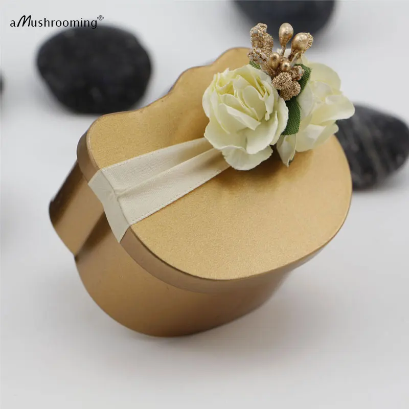 (100 шт./лот) Золото Круглый квадратный сердце кошки Свадебная вечеринка конфеты